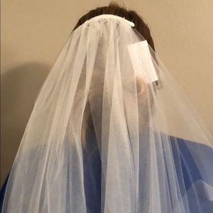 White veil with beading